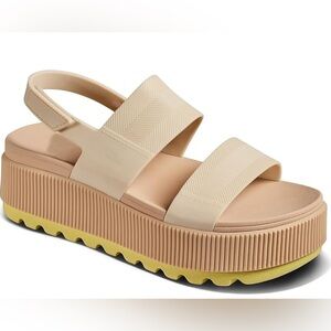 Women's Yellow and Tan Platform Sandal